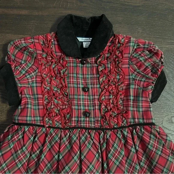 Baby girls Vintage Hartstrings Holiday Plaid dress Size 18 months - Picture 4 of 7